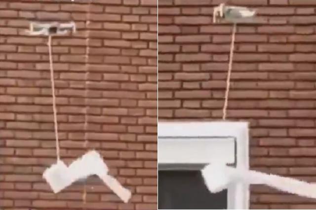Vecinos de España utilizan drones para compartir papel de baño