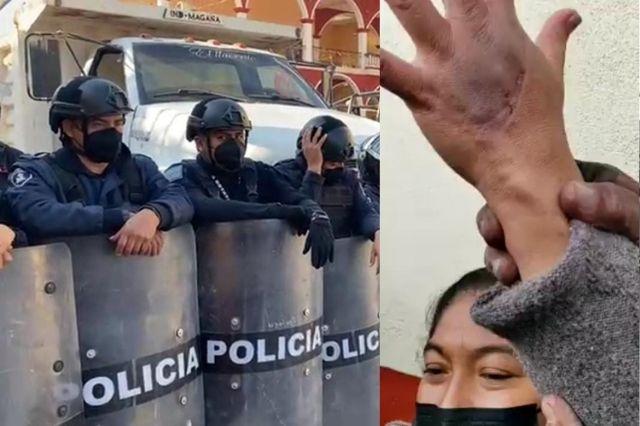 Estatales desalojan a golpes las protestas en Zinacatepec