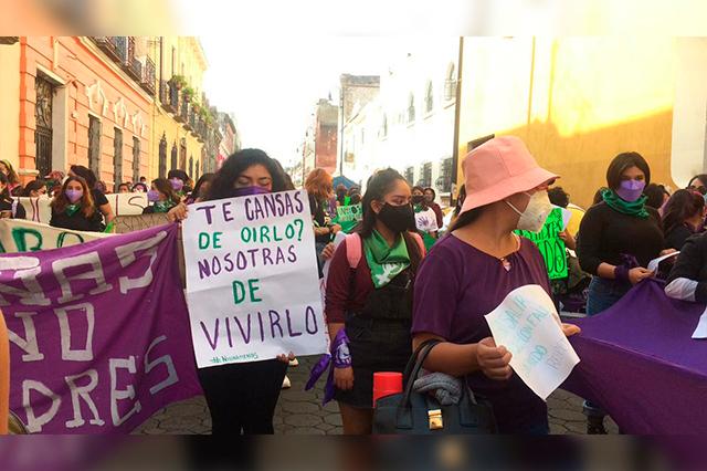 Mujeres toman calles de Puebla para exigir un alto a la violencia