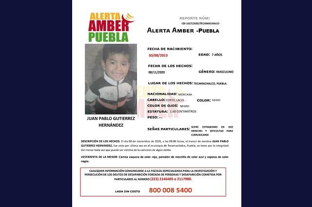 Activan alerta para localizar a menor desaparecido en Tecamachalco