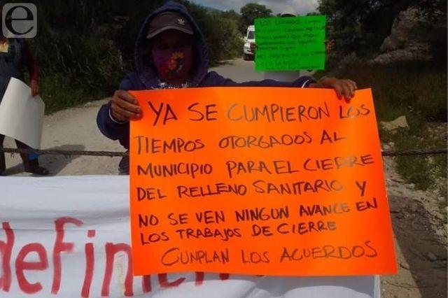  Otra vez bloquean relleno en Tehuacán por romper acuerdo