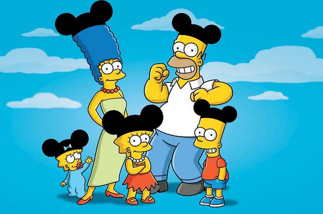 Los Simpson le dan la bienvenida con respeto a Mickey Mouse a su familia