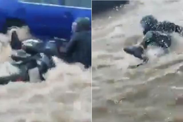 Corriente de agua arrastra a motociclista en Zacatecas: Video