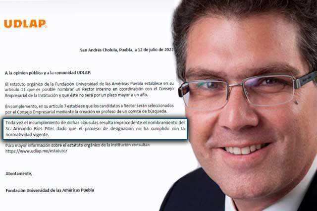 Ríos Piter, nuevo rector; lo acusan de violar estatutos