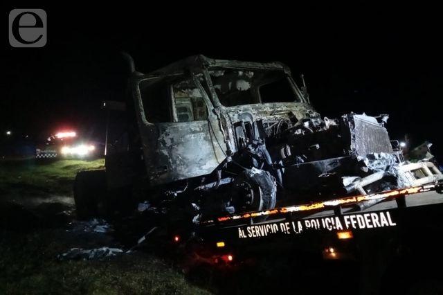 Se incendia un tractocamión en la México-Tuxpan
