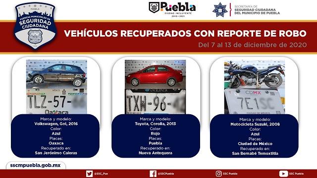 Remitió Policía Municipal de Puebla 15 vehículos al MP
