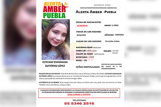 Emiten alerta por desaparición de niña de 11 años en Tehuacán