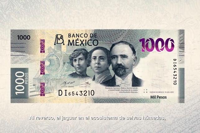 Este es el billete de mil pesos con Carmen Serdán, Madero y Galindo