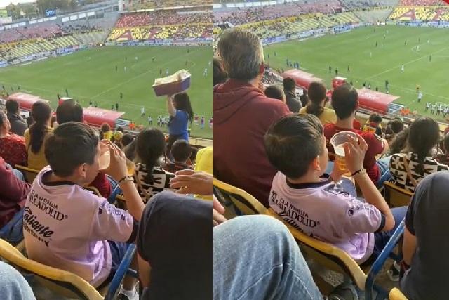 Captan a menor bebiendo cerveza en estadio de futbol en México