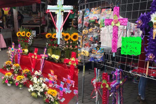Beneficia Día del Albañil y la Santa Cruz a floristas de Tepeaca