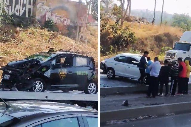 Choque y volcadura en autopista México-Puebla deja lesionados, reportan (video)