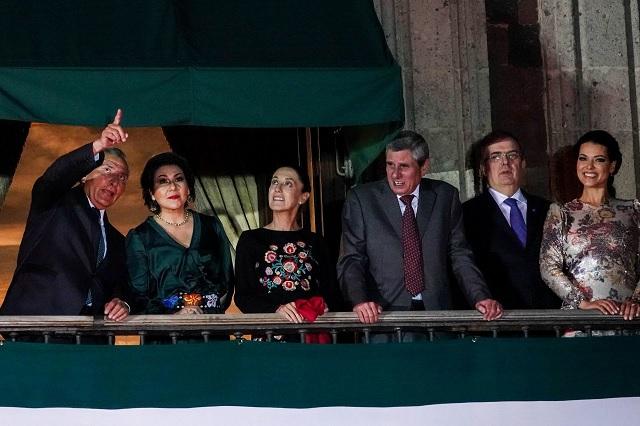 Corcholatas de Morena se juntan para El Grito en Palacio Nacional