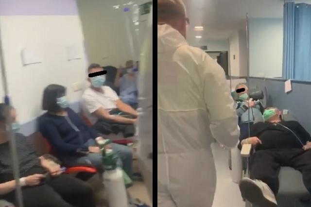 En España, exhiben hospital saturado de pacientes con Covid-19