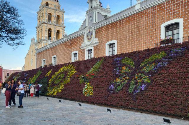 En Atlixco inauguran mural floral conformado por más de 10 mil plantas