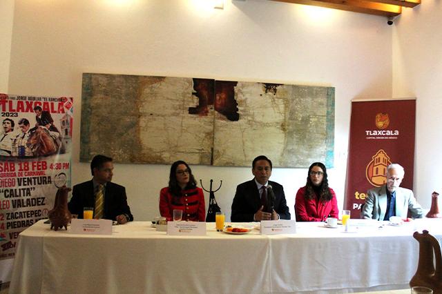 Jorge Corichi, alcalde de Tlaxcala vino a Puebla a promocionar corridas de toros
