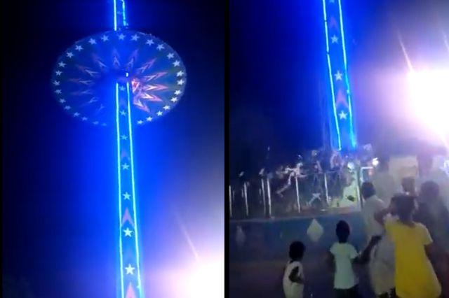 A mechanical game in India collapses, leaving several injured (video)
