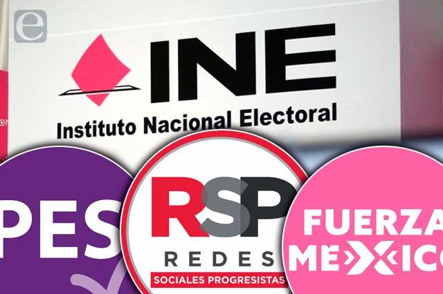 INE formaliza pérdida de registro de PES, RSP y Fuerza por México