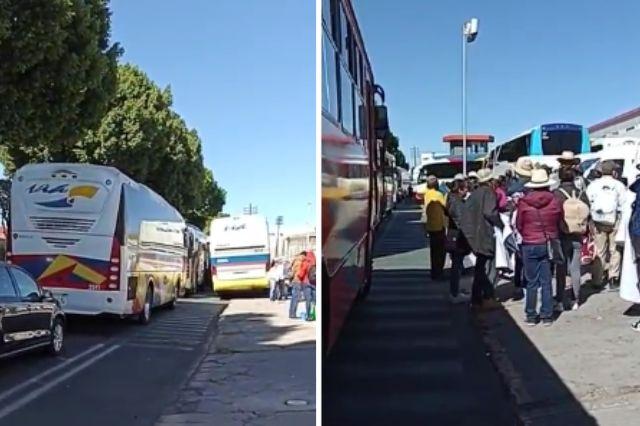 Marcha de Barbosa convierte Centro de Puebla en central camionera de Morena