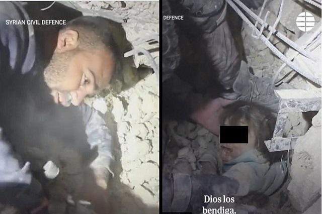 Niña milagro: rescatan a menor entre los escombros en Siria (video)