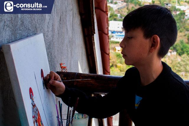Diego Montalvo el niño que enorgullece a Zoquitlán con su arte