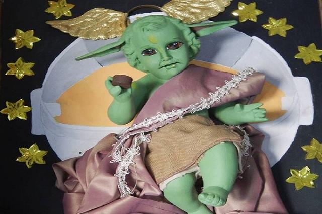 Figura de niño Dios Baby Yoda escandaliza a mexicanos