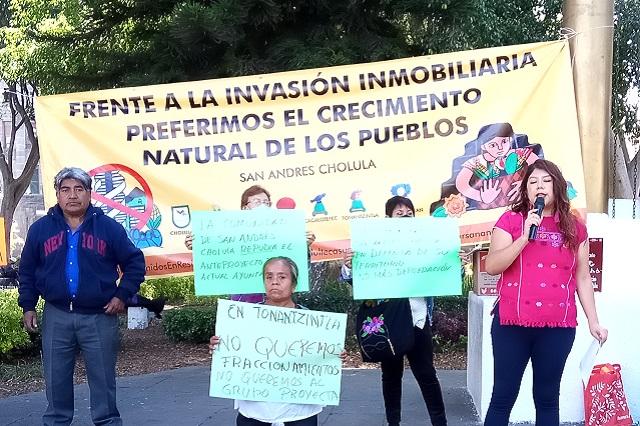 Pobladores de Cholula van contra fraccionamientos de lujo en Puebla