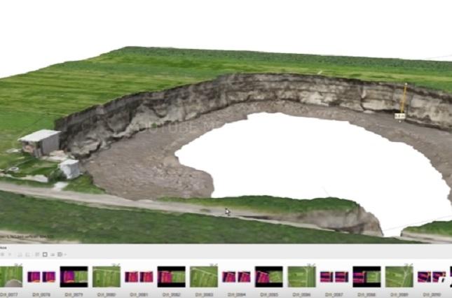 Calculan profundidad y volumen del socavón de Puebla con imágenes 3d