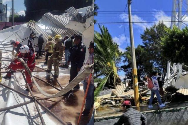 Puebla: se desploma tanque elevado de agua en Texmelucan; tenía 2 días de inaugurado