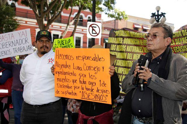 UPVA 28 de Octubre realiza protesta en Puebla por conflicto en la Central